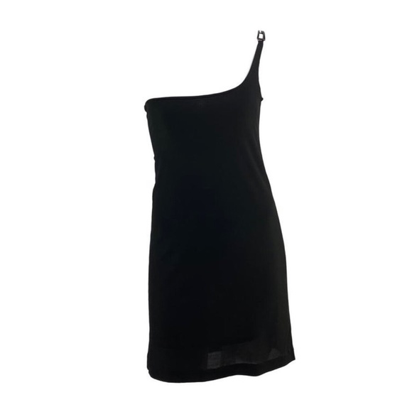 GUCCI S/S 1998 Vintage Tom Ford for Gucci Black One Shoulder G Logo Buckle Dress - Picture 5 of 8